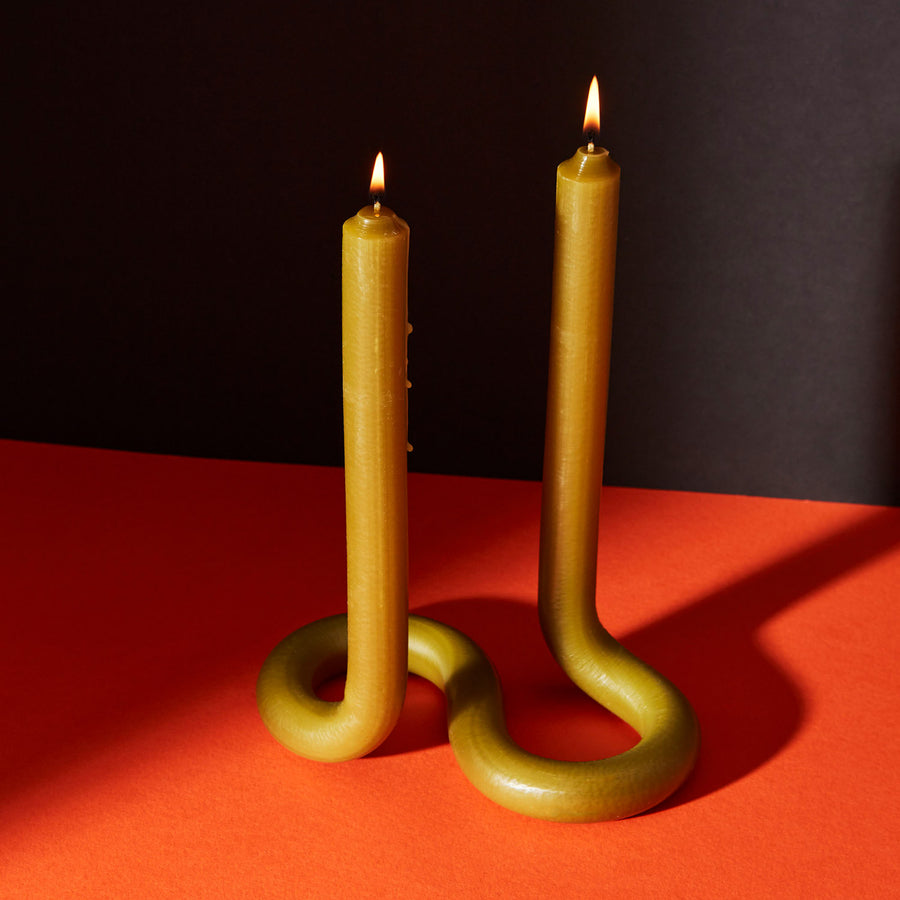 Twist Candle Sticks by Lex Pott - Olive